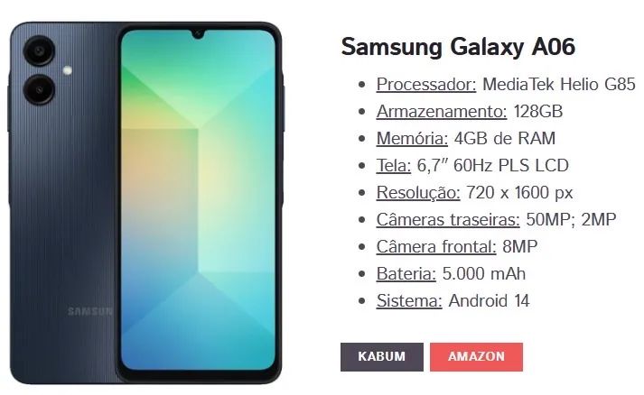 SAMSUNG GALAXY A06 NA CAIXA, NOTA FISCAL E ZERADO.  - Foto 2