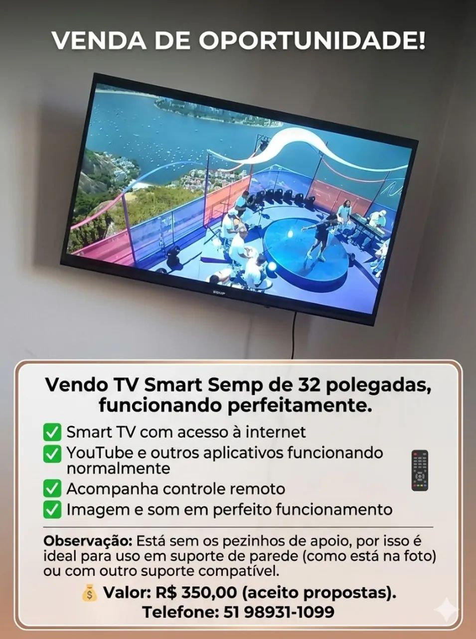 TV SMART SEMP 32 POLEGADAS
