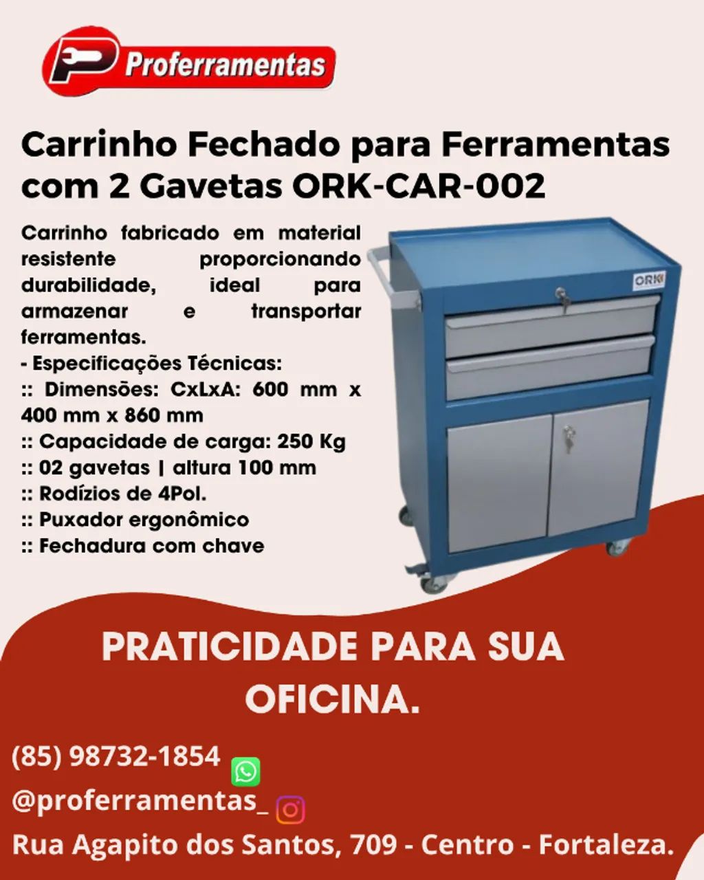 CAR002.CARRO FECHADO COM 2 GAVETAS