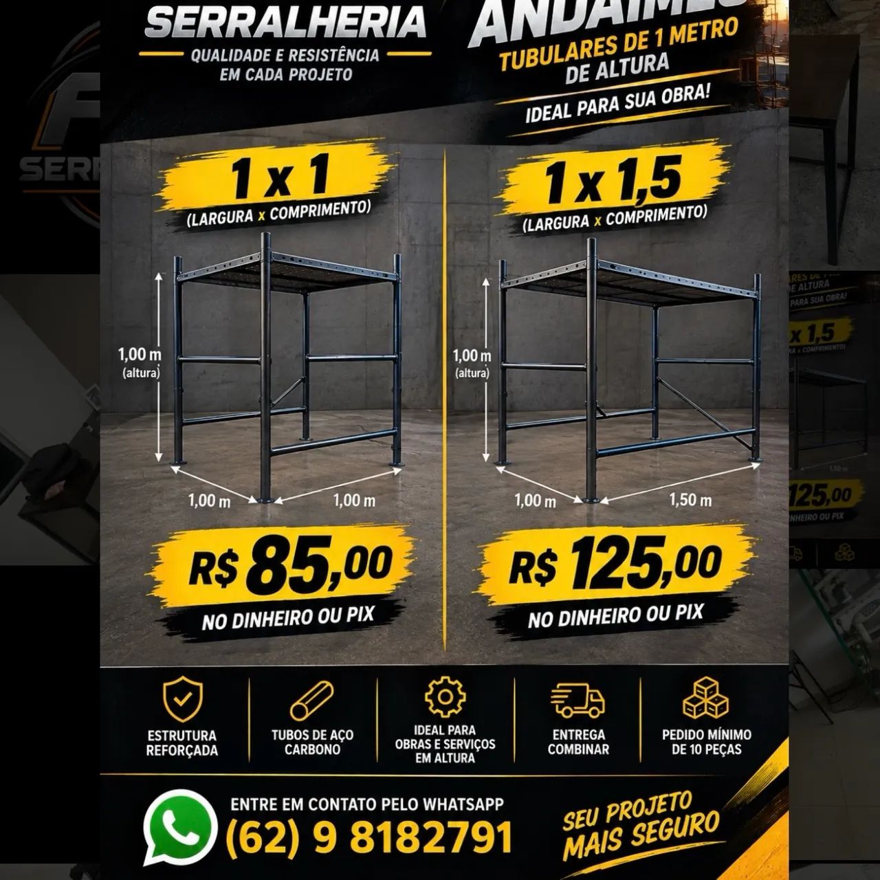 Andaimes 1x1 e 1x1.5 - Foto 2
