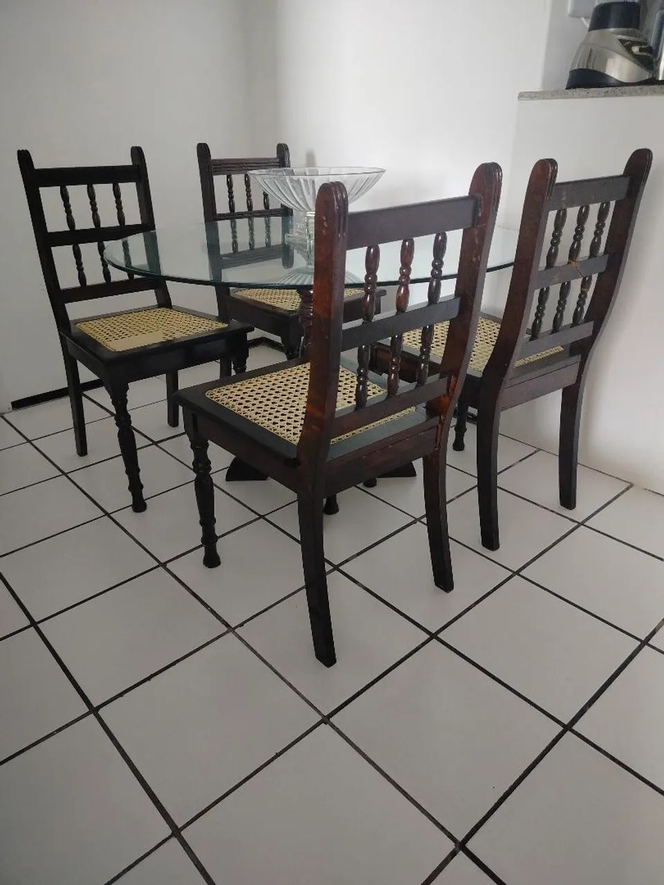 Mesa Retro 4 Cadeiras em Palhinha