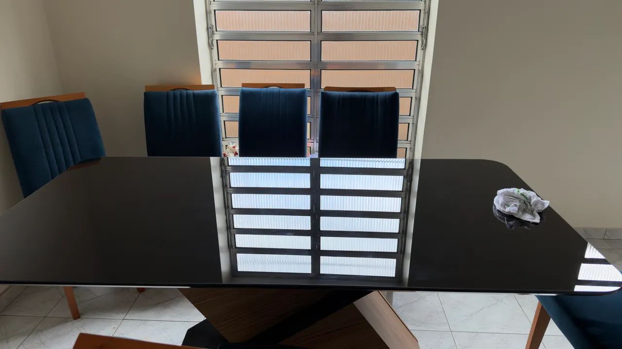 Mesa jantar luxo 6 cadeiras estofada  - Foto 3