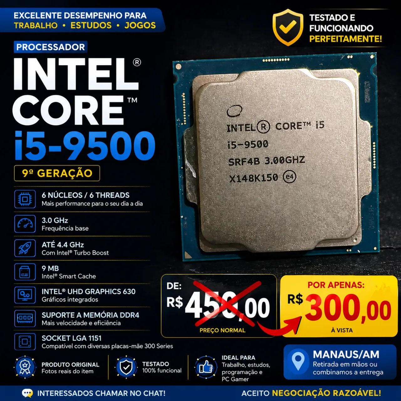 Processador Intel Core i5-9500 9ª Geração (Desktop)
