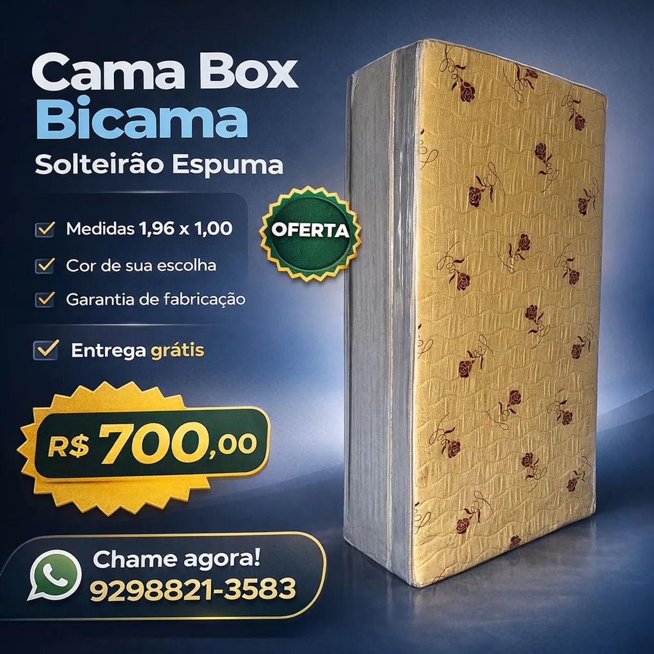 Bicama Solteirão Espuma Direto da Fábrica (Entrega grátis)