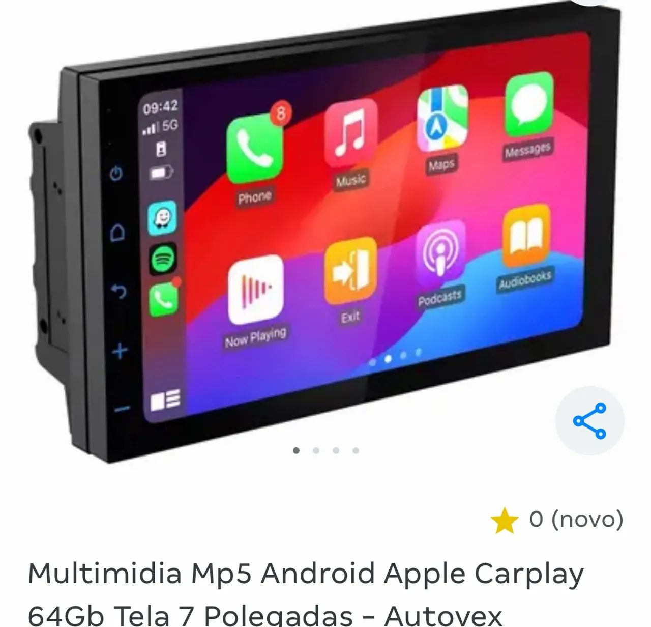 Multimídia mp5 Android, Apple CarPlay 64g tela 7 polegadas - auto ex