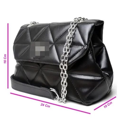 Bolsa Feminina Preta Alça Corrente - Foto 2