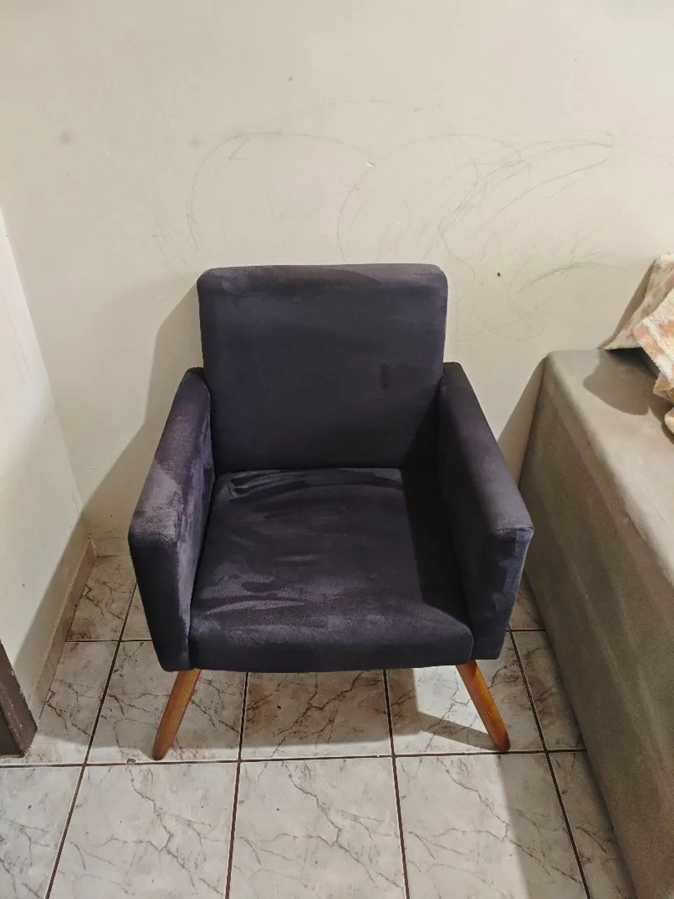 Poltrona cinza Suede  - Foto 5