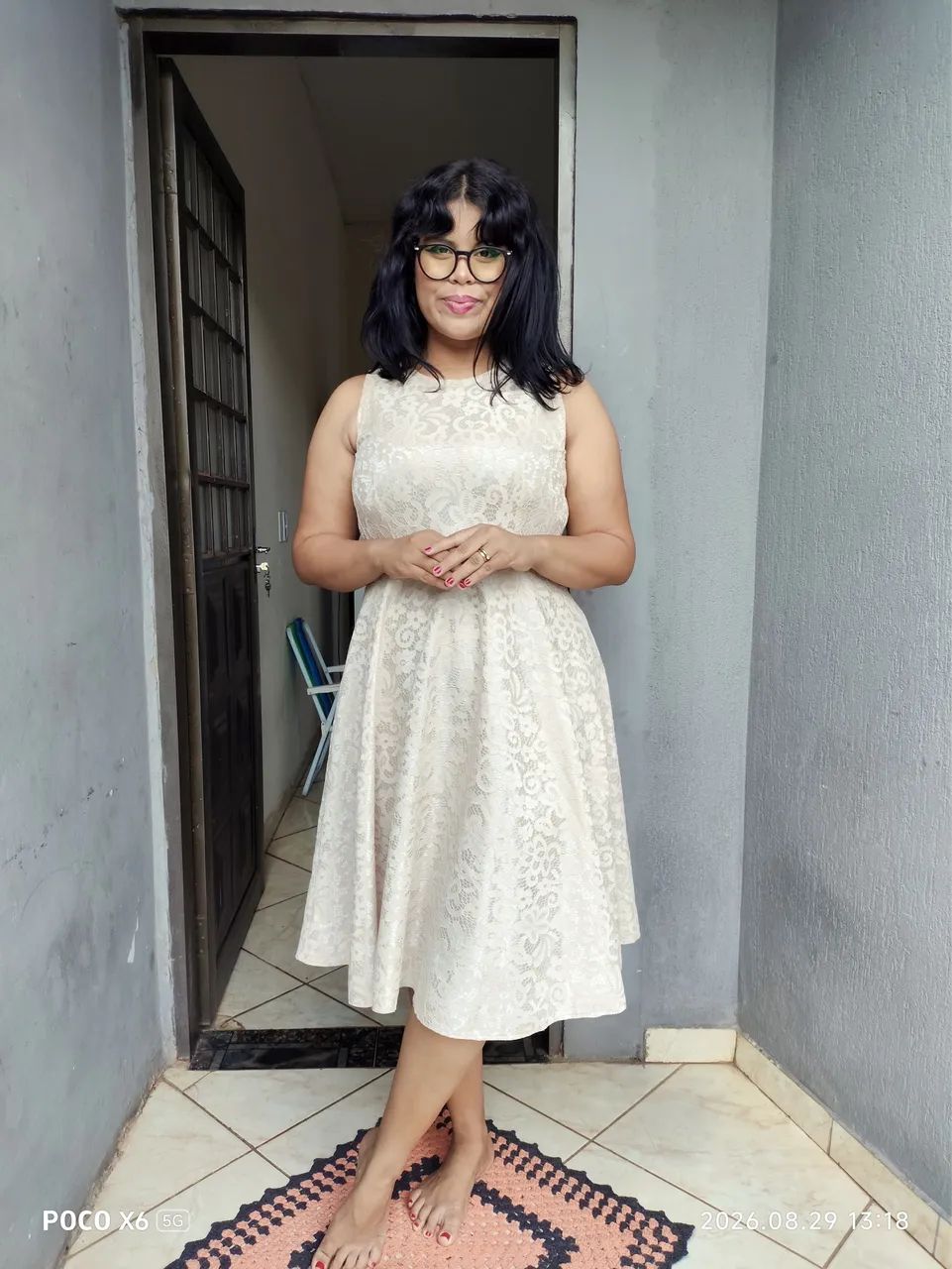 Vestido pérola de renda
