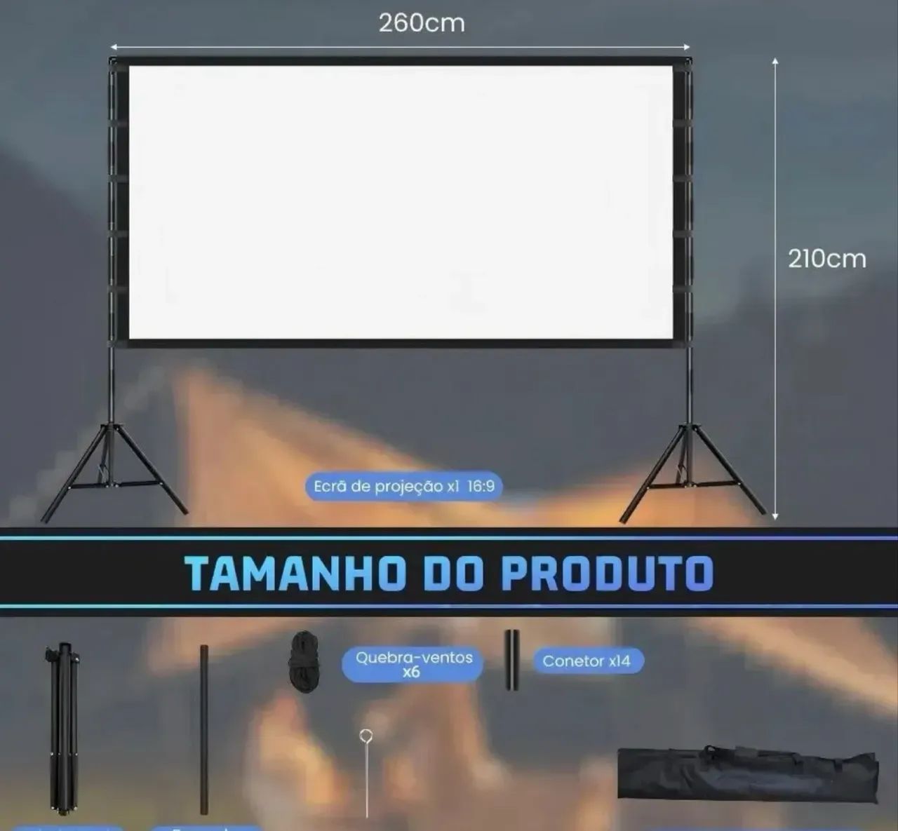 Tela portátil para projeção 100 polegadas  - Foto 3