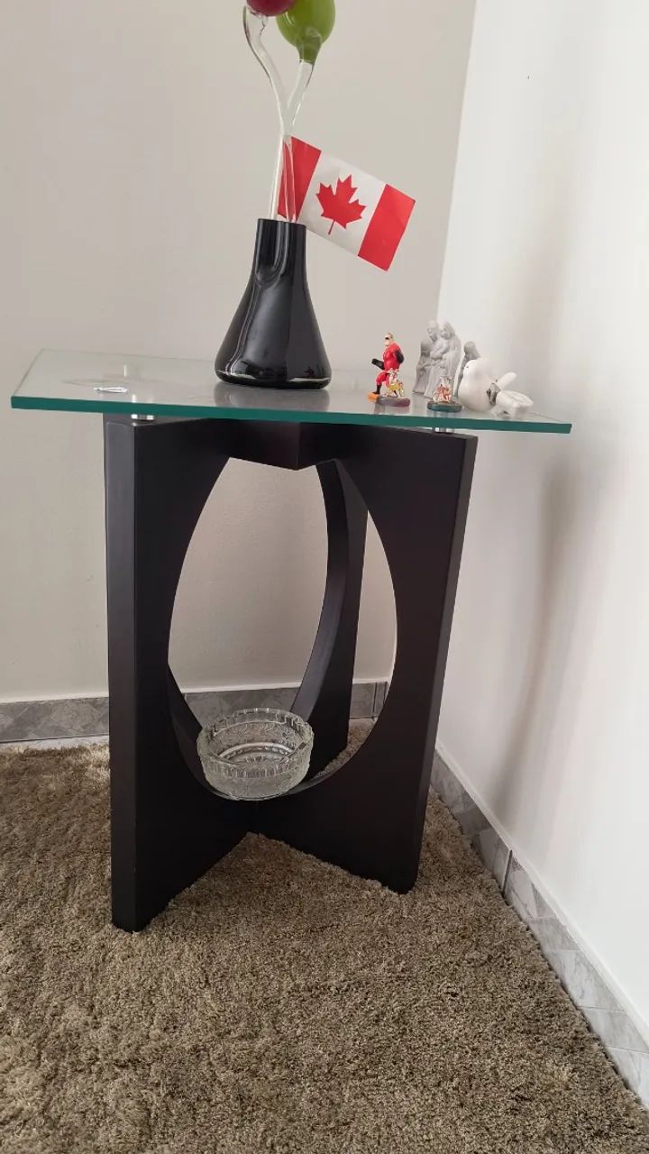 Mesa de Madeira, Metal e Vidro - Foto 2
