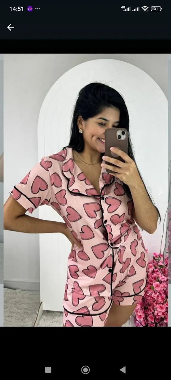 Pijama Americano Curto de Coração  - Foto 4
