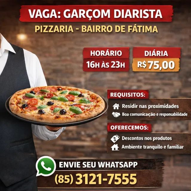 VAGA PARA GARÇOM DIARISTA