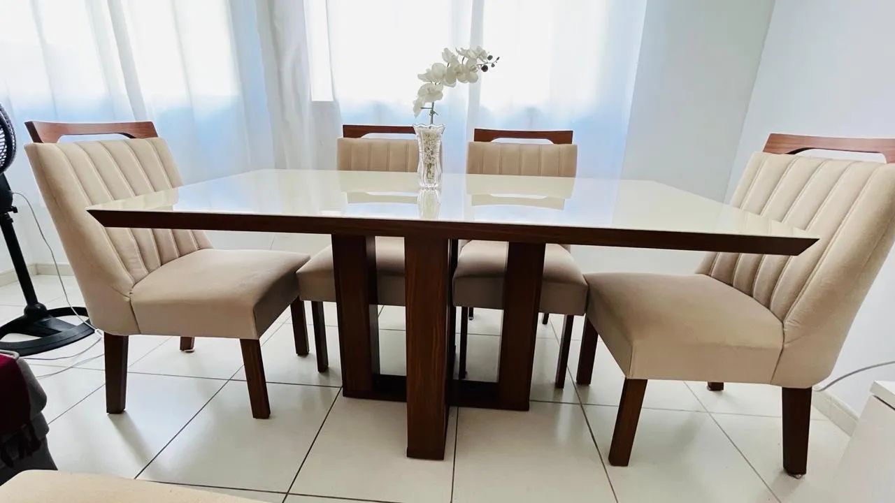 Sala de jantar mesa de vidro, 6 lugares - Foto 4