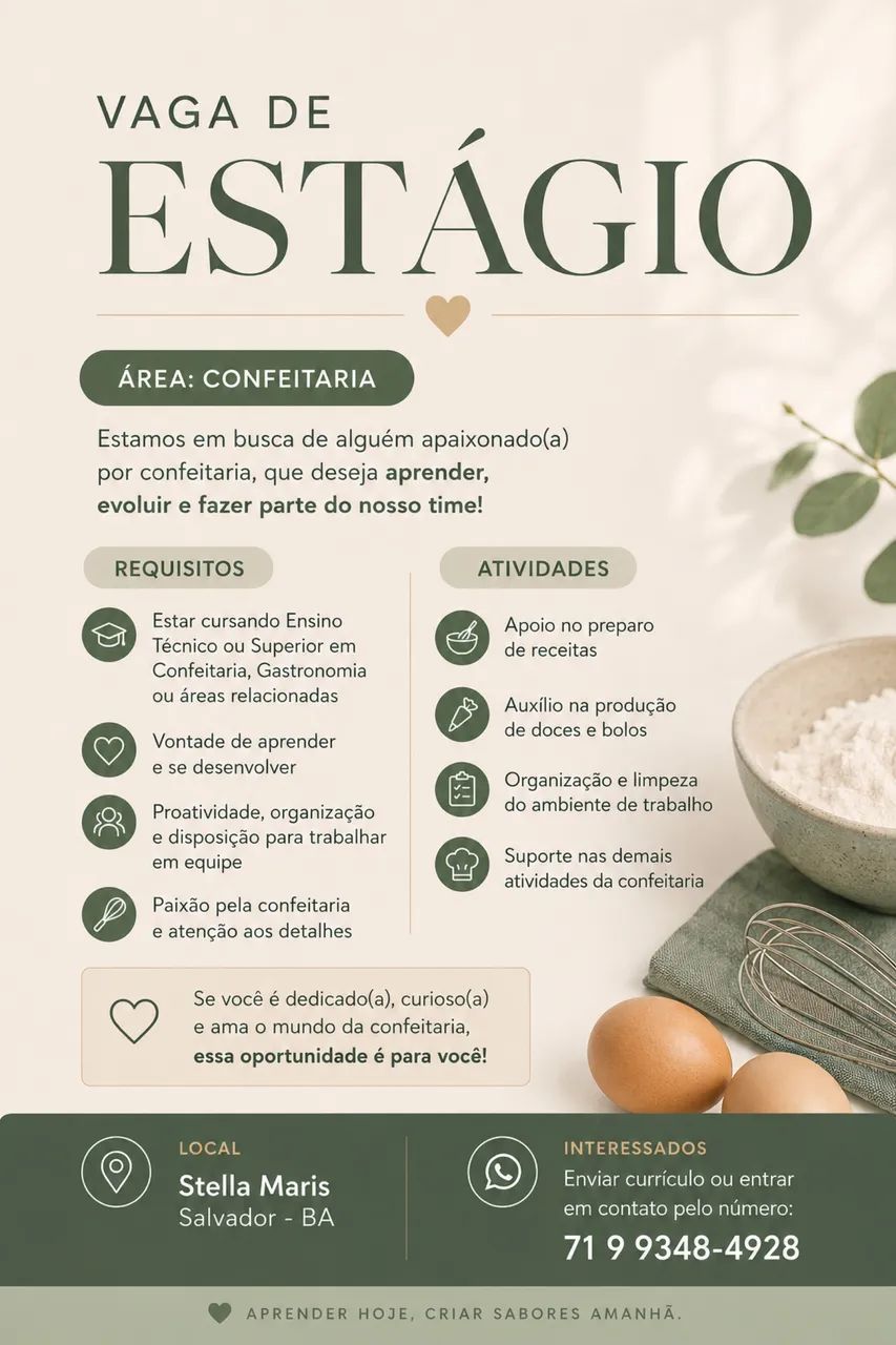Estágio em confeitaria 
