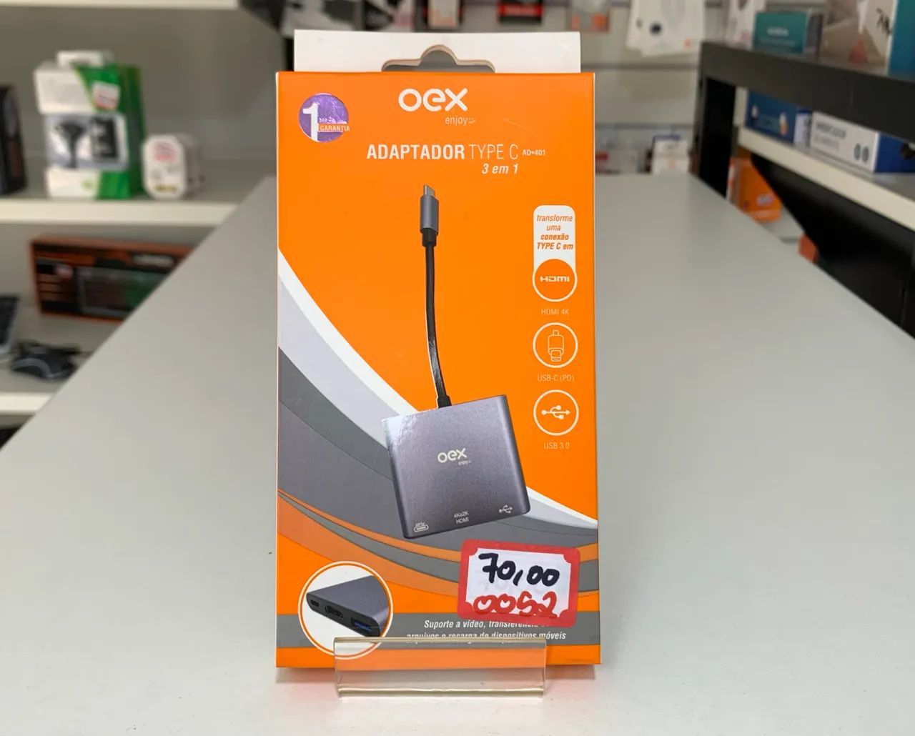 Adaptador  Tipo C 3 em 1