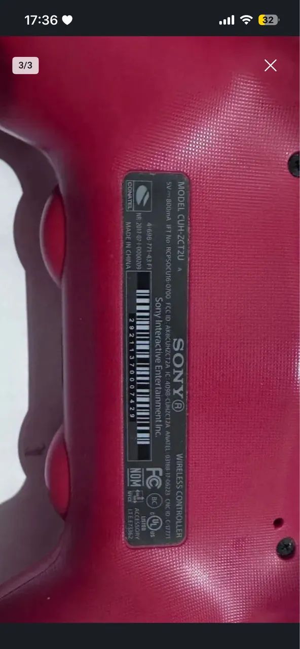 Controle PS4 Magma Red 