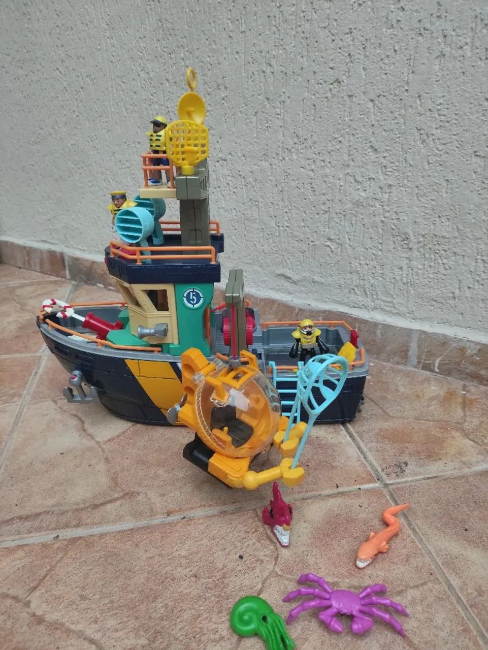 Brinquedo barco imaginext completo com submarino e acessórios - Foto 4