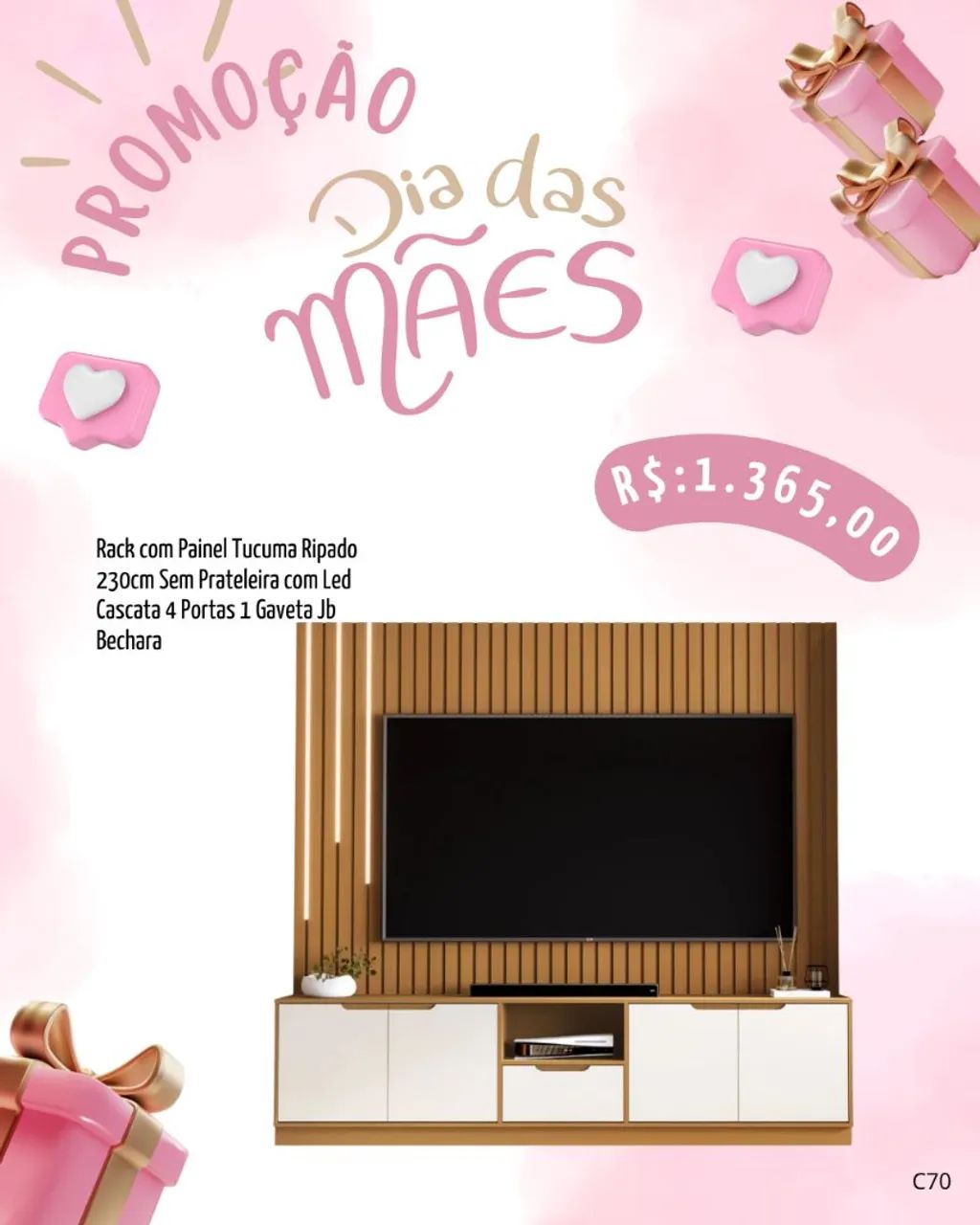 Rack com painel ripado 2.30m / pague na entrega 