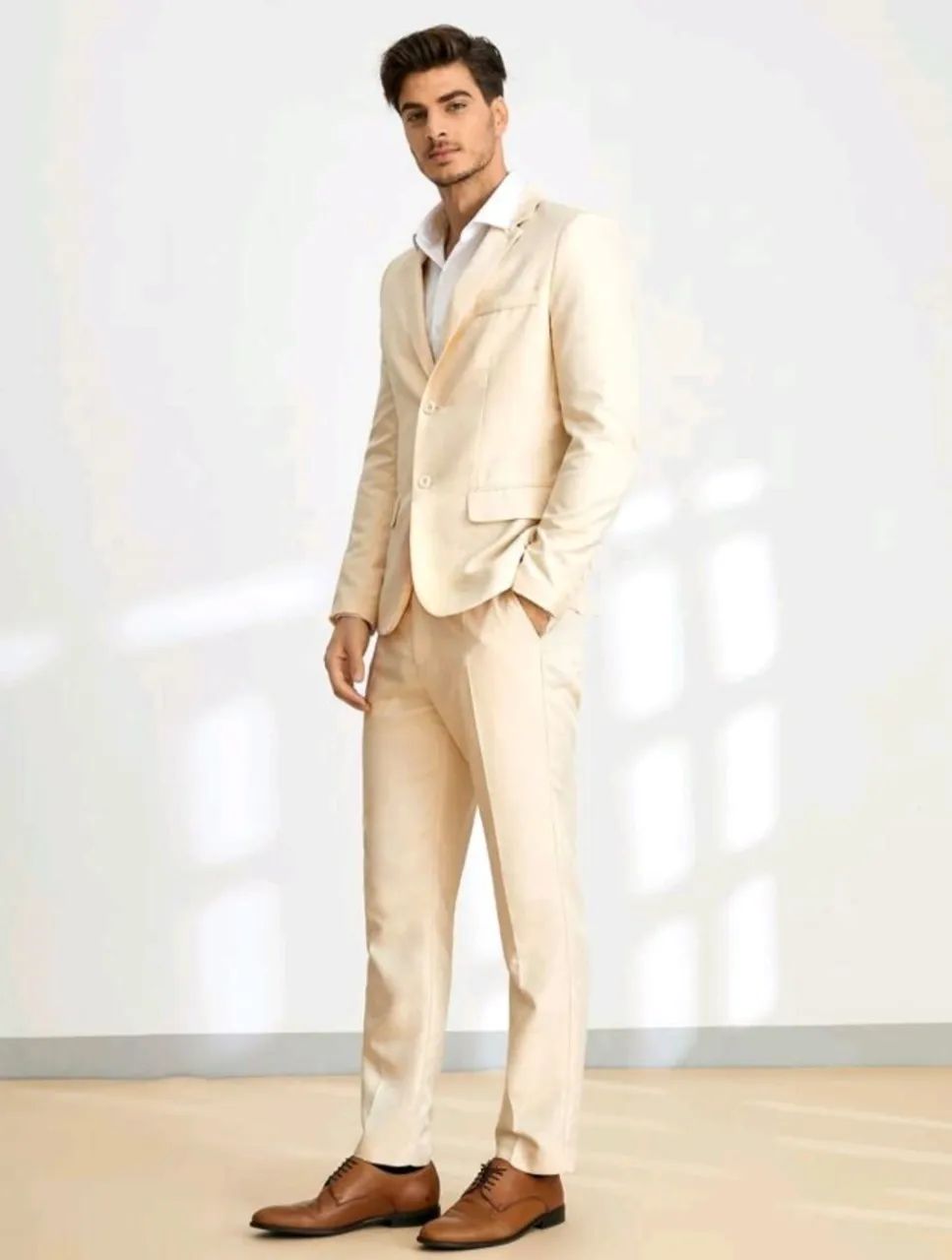 Terno Masculino Bege Claro Manfinity - Foto 3