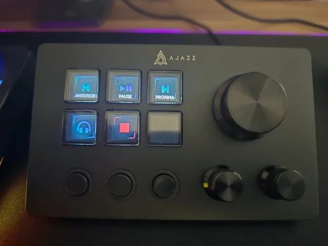 Ajazz AKP03E Stream Deck Novo na Caixa - Painel Macro 6 Teclas LCD + 3 Knobs
