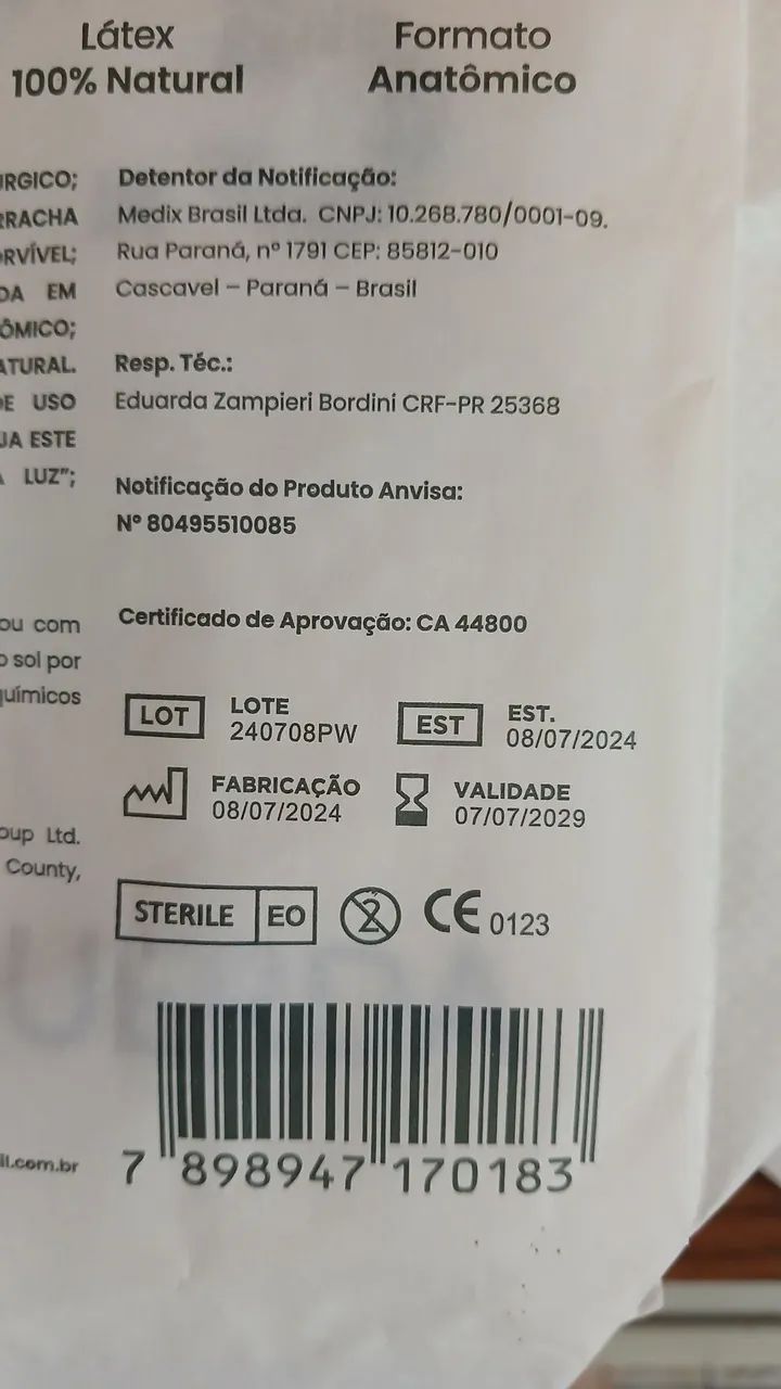 Luvas cirúrgicas de látex tamanho 7,5 - Foto 5