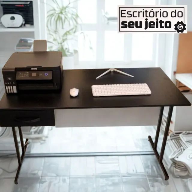Escrivaninha Nova com Gaveta 1,20M Mesa Reforçada Multiuso Escritório Computador Notebook - Foto 4