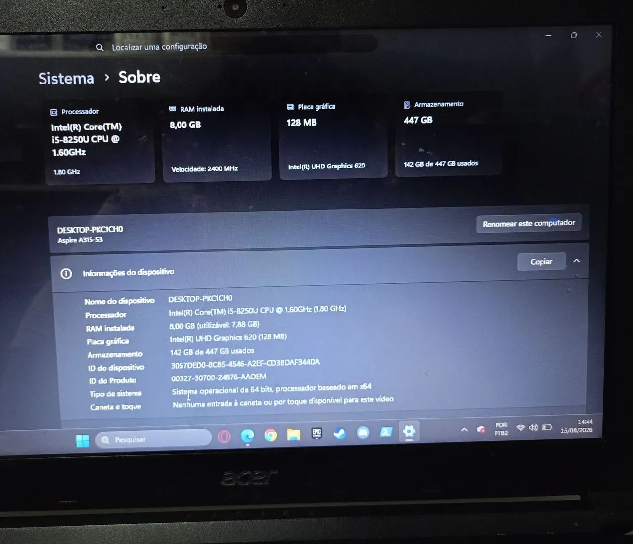 Notebook Acer Aspire i5 8GB SSD 480GB - Foto 5