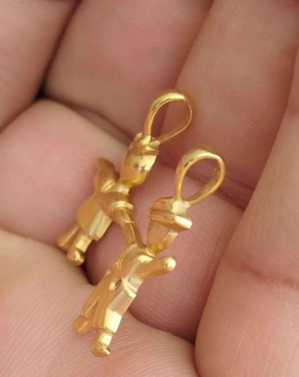 Pingente Menino e Menina Ouro 18k - Foto 3
