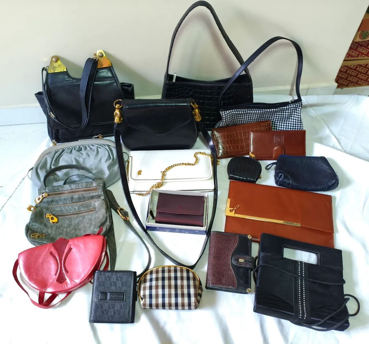 Lote Bolsas de Couro e Carteiras Vintage Retrô 