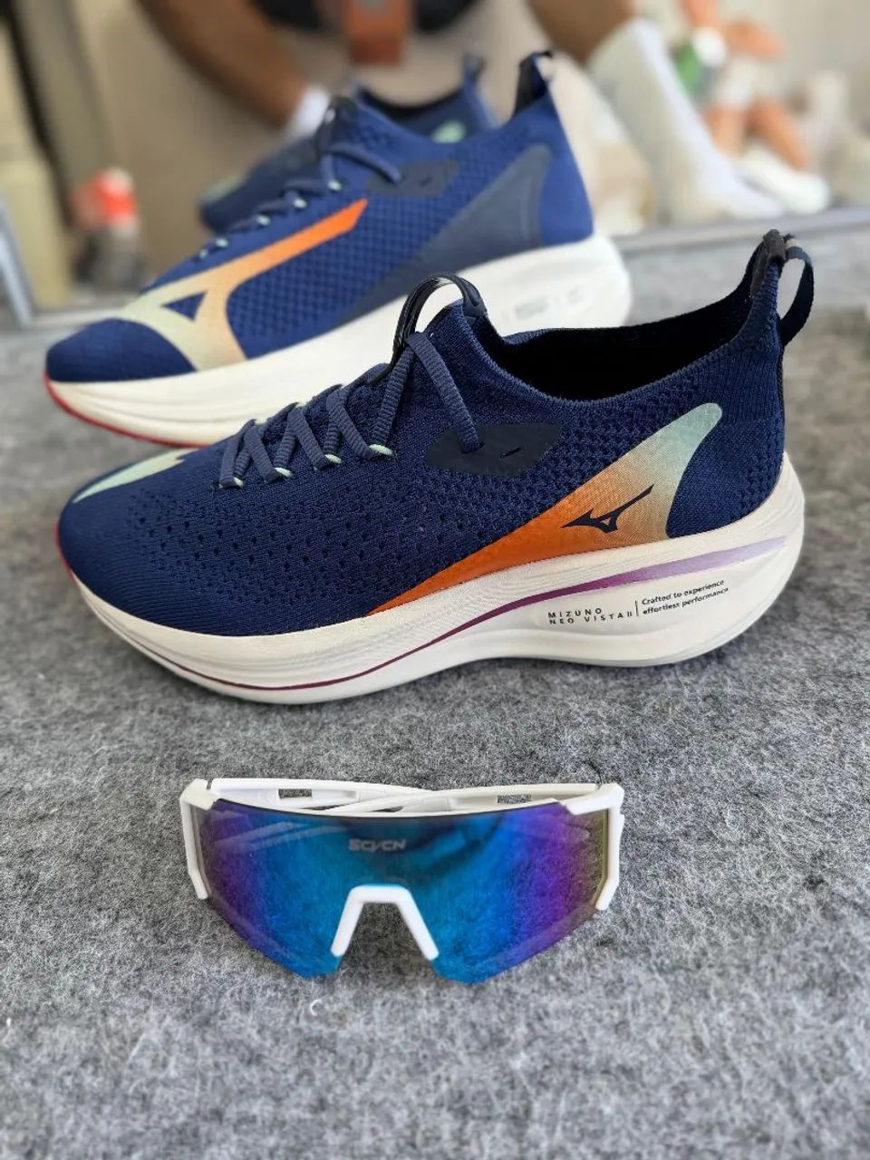 Tênis Mizuno neo vista 2 Marinho laranja Linha Premium - Calçados