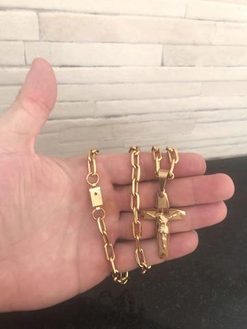 Corrente elo grosso com pingente Cruz - Foto 4