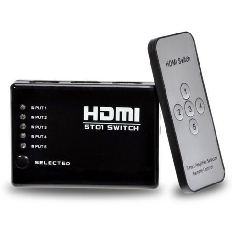 Adaptador Hub Switch Hdmi 5x1 Com Controle Remoto 5 Portas Hdmi Splitter Full Hd - Foto 3
