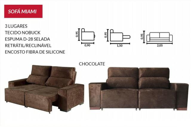 Sofa Retrátil Miami 3 Lugares
