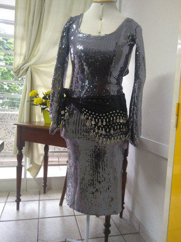 Galabia com paetê prateado - Foto 3