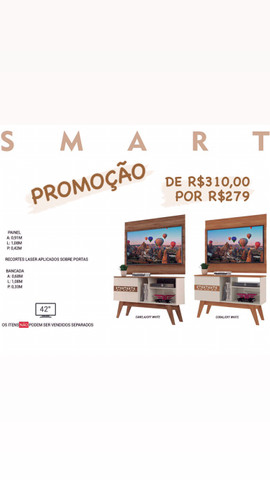Painel e rack de R$310 por R$279 PROMOÇÃO TEMPORÁRIA
