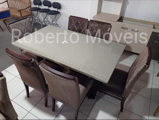 Mesa de Vidro 6 Cadeiras Retangular Nova - Foto 3