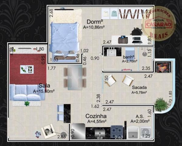 Apartamento com 1 dormitório à venda, 46 m² por R$ 232.000 - Vila Caiçara - Praia Grande - Foto 11
