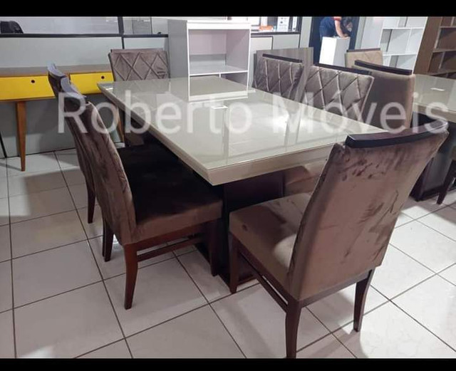 Mesa de Vidro 6 Cadeiras Retangular Nova - Foto 2