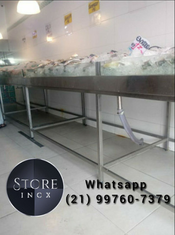 Bancada de peixe de inox sob medida