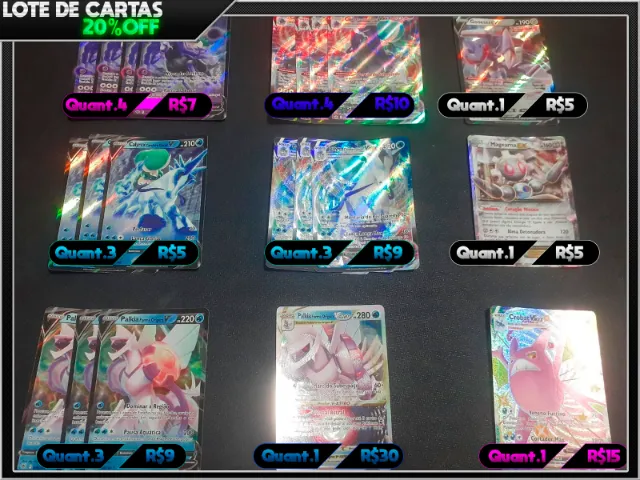 Lote Pokémon 50 Cartas + Aerodactyl V astro + Brinde em Promoção