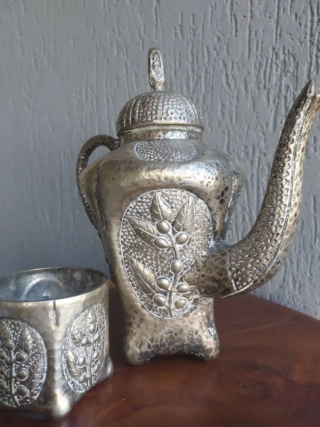 Antigo exuberante raro jogo chá café  bule Açucareiro Prata Méxicano - Foto 2
