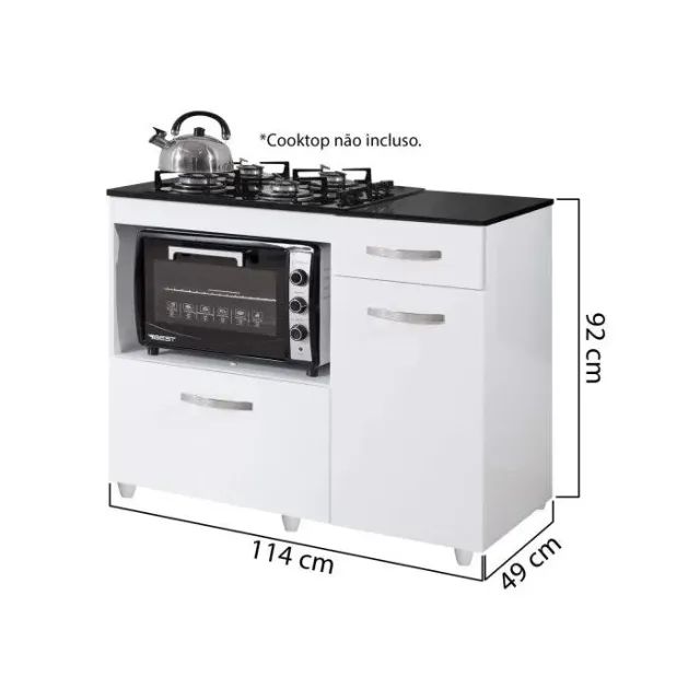 Balcão Violeta Cooktop 5 Bocas Kaiki Móveis Cores - Foto 5