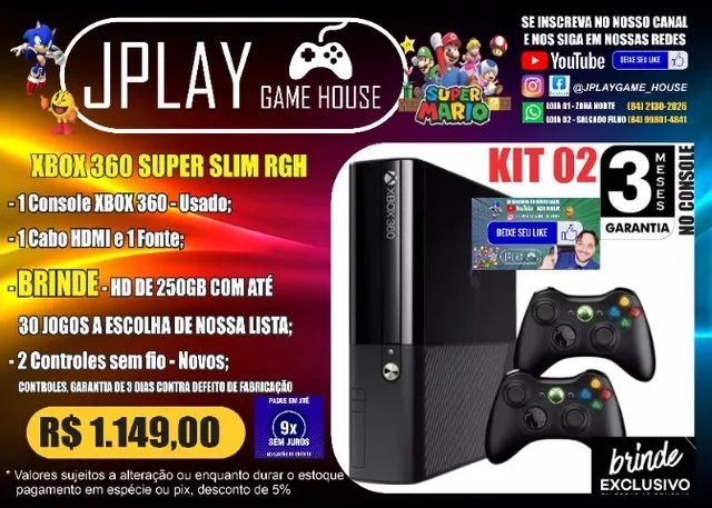 Xbox 360 Super Slim Vídeo Game Completo Com Nota Fiscal E Garantia