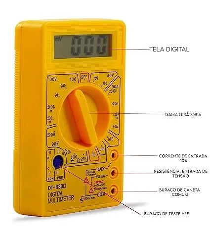 Multímetro Digital Profissional Portátil Corrente Ac + Dc Tensão 200M~600V Bateria 9V Test - Foto 3