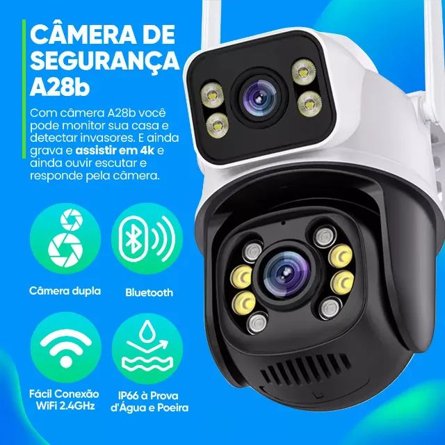 Câmera De Segurança Wi-fi Smart Camera A28b Dupla 3MP Icsee Cor Branco - Foto 2