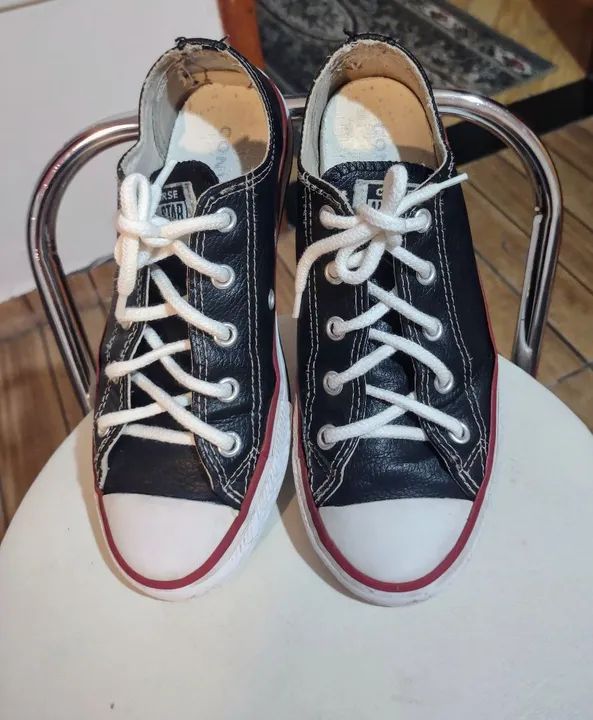 Tênis All Star Preto Couro 31 - Foto 2