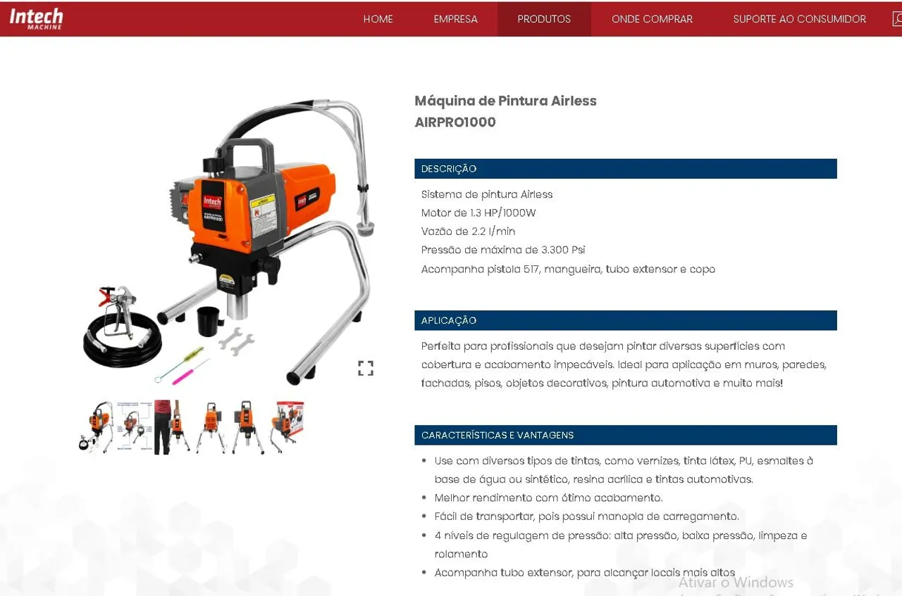 Máquina de Pintura Airless Intech AIRPRO1000 - Nova