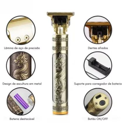 Barbeador Elétrico Profissional Dragão - Máquina de Corte com Bateria Recarregável  - Foto 2
