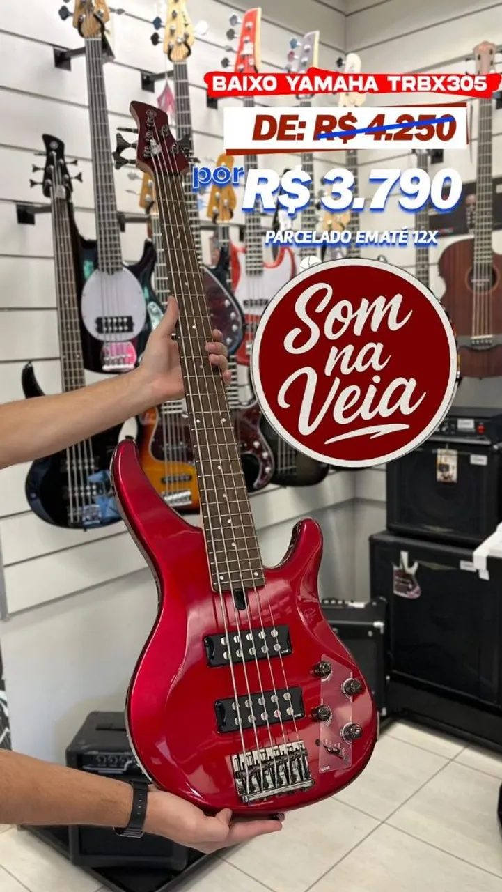 Baixo Yamaha TRBX305 - Vermelho Metálico