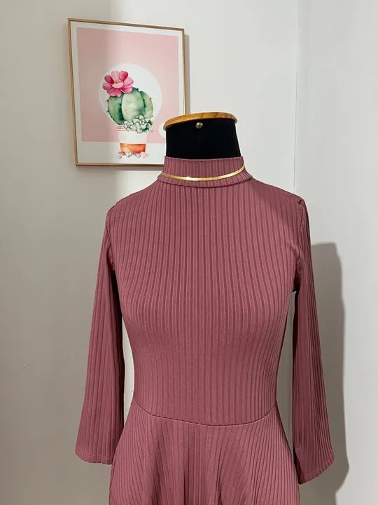Vestido canelado rosa antigo - novo - Foto 3